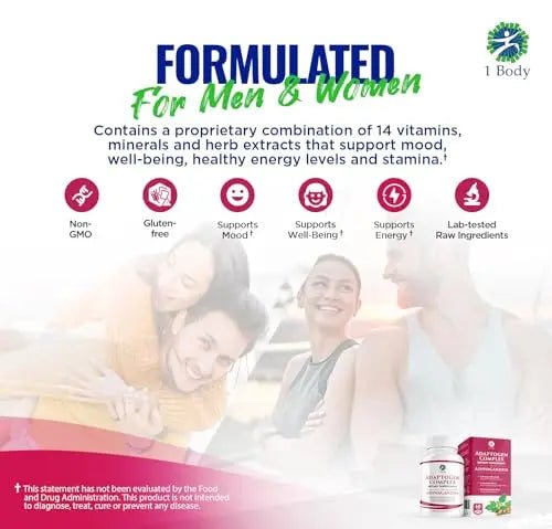 1 Body Adaptogen Complex Supplement with Ashwagandha - TrustMedUSA