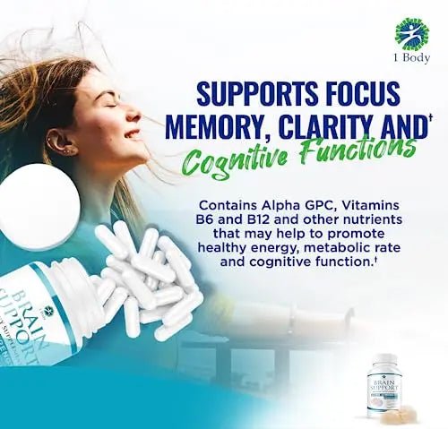 1 Body Brain Support: Twin Pack - 90 Capsules Each - Alpha GPC - TrustMedUSA