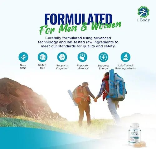 1 Body Brain Support: Twin Pack - 90 Capsules Each - Alpha GPC - TrustMedUSA