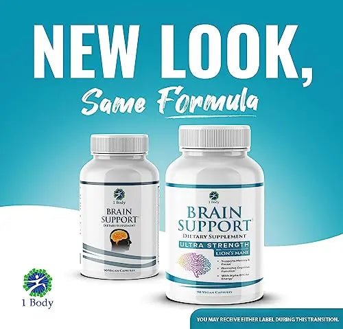 1 Body Brain Support: Twin Pack - 90 Capsules Each - Alpha GPC - TrustMedUSA