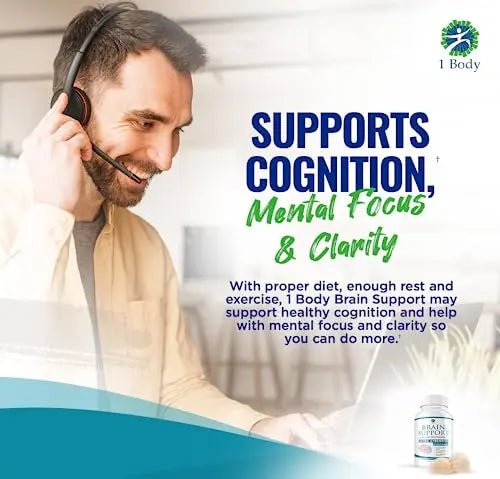 1 Body Brain Support: Twin Pack - 90 Capsules Each - Alpha GPC - TrustMedUSA