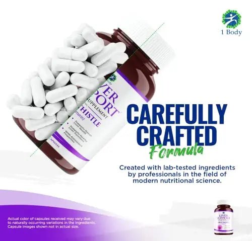 1 Body Liver Support: Twin Pack - 60 Capsules Each - Milk Thistle - TrustMedUSA