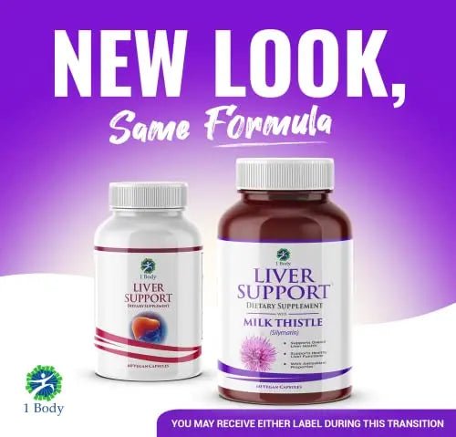 1 Body Liver Support: Twin Pack - 60 Capsules Each - Milk Thistle - TrustMedUSA