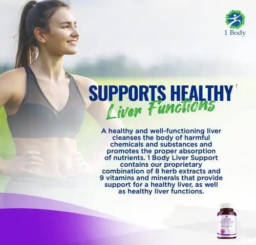 1 Body Liver Support: Twin Pack - 60 Capsules Each - Milk Thistle - TrustMedUSA