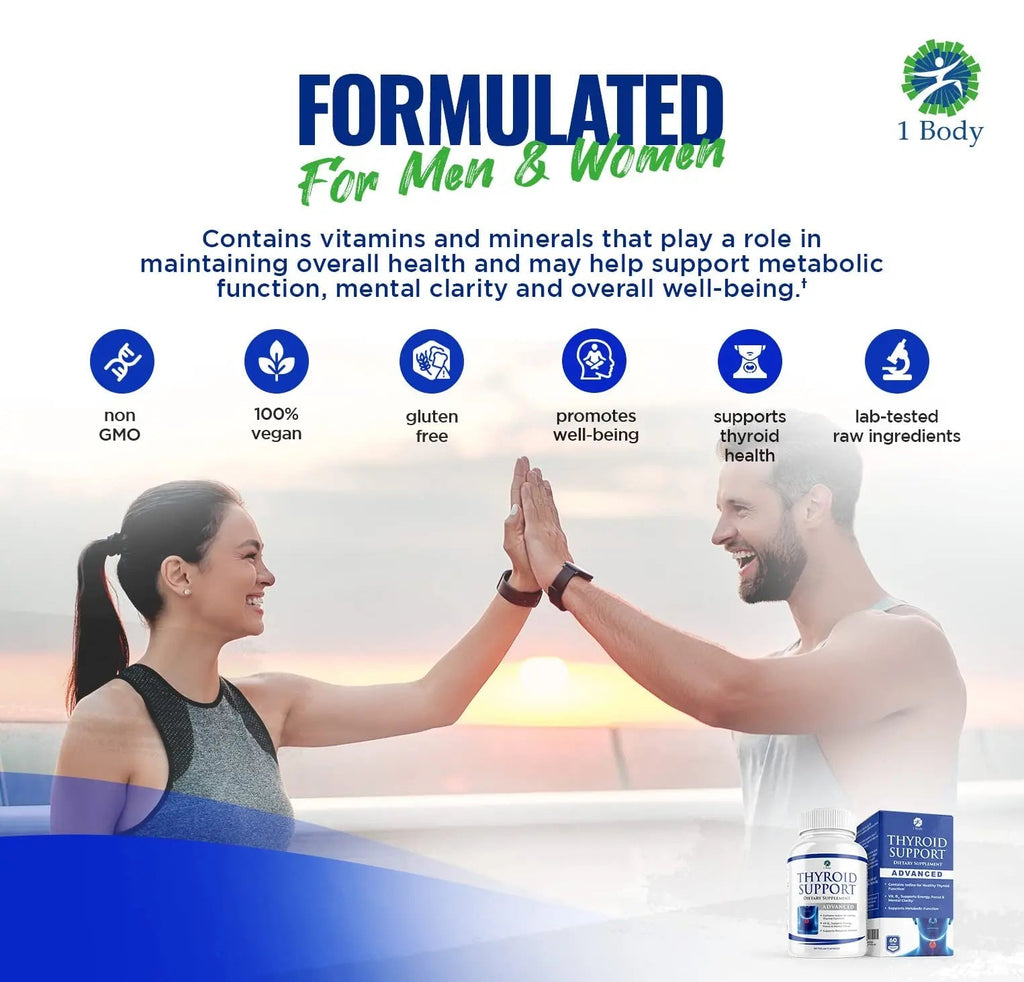 1 Body Thyroid Support Supplement for Women and Men - 2 Pack 60 Days - TrustMedUSA