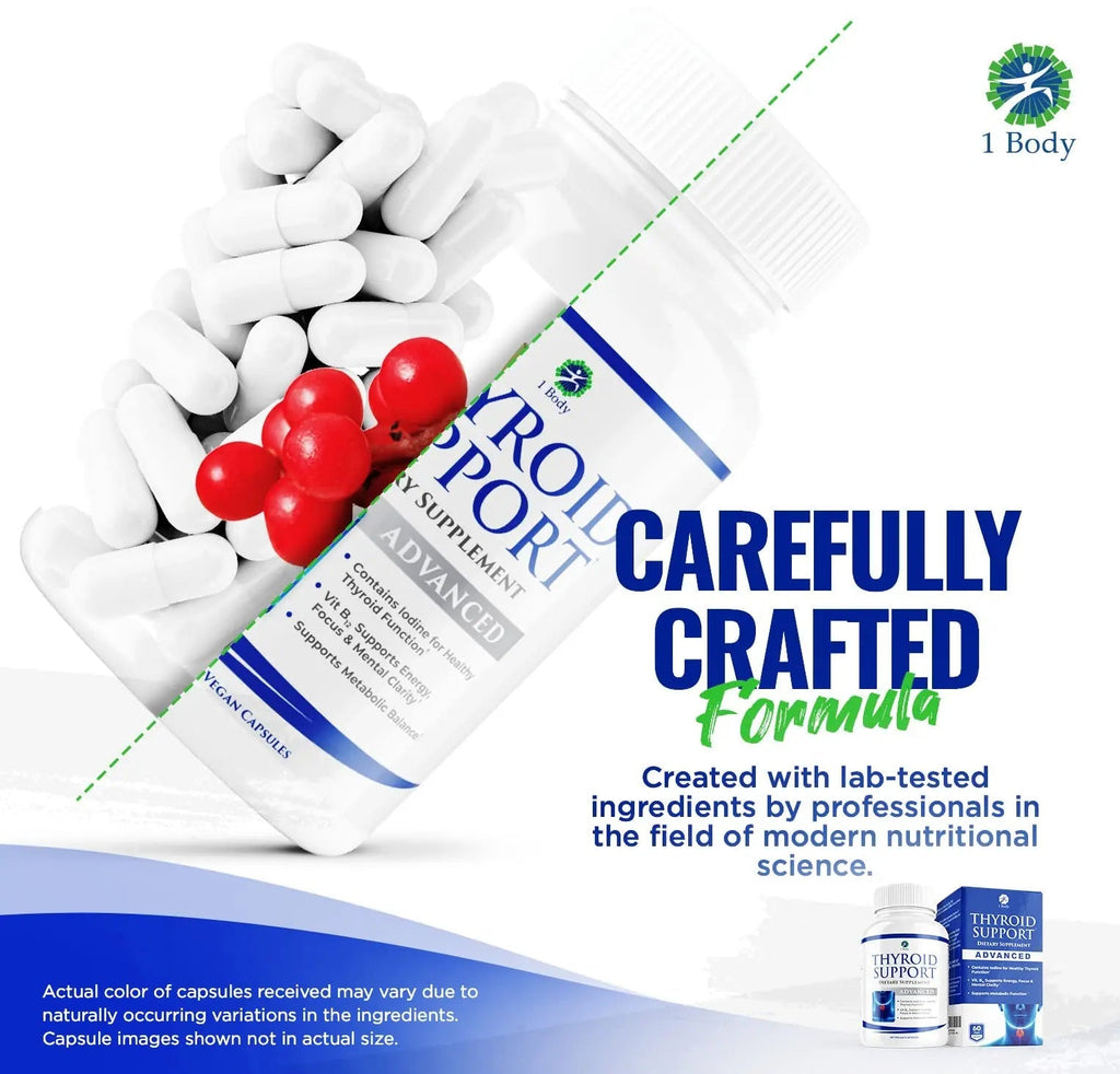 1 Body Thyroid Support Supplement for Women and Men - 2 Pack 60 Days - TrustMedUSA
