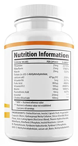 1 Body Vitamin B Complex – 5-MTHF Folate with B1, B2, B5, B6 - TrustMedUSA