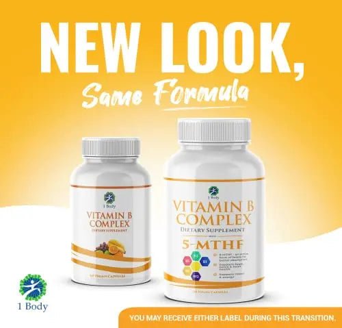 1 Body Vitamin B Complex – 5-MTHF Folate with B1, B2, B5, B6 - TrustMedUSA