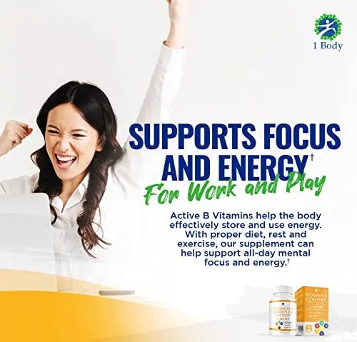 1 Body Vitamin B Complex – 5-MTHF Folate with B1, B2, B5, B6 - TrustMedUSA
