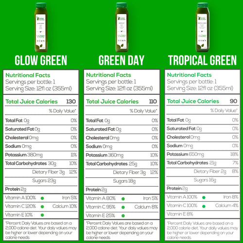 1 Day Green Juice Cleanse by Raw Fountain, All Natural Raw, Vegan Detox, Cold Pressed - TrustMedUSA