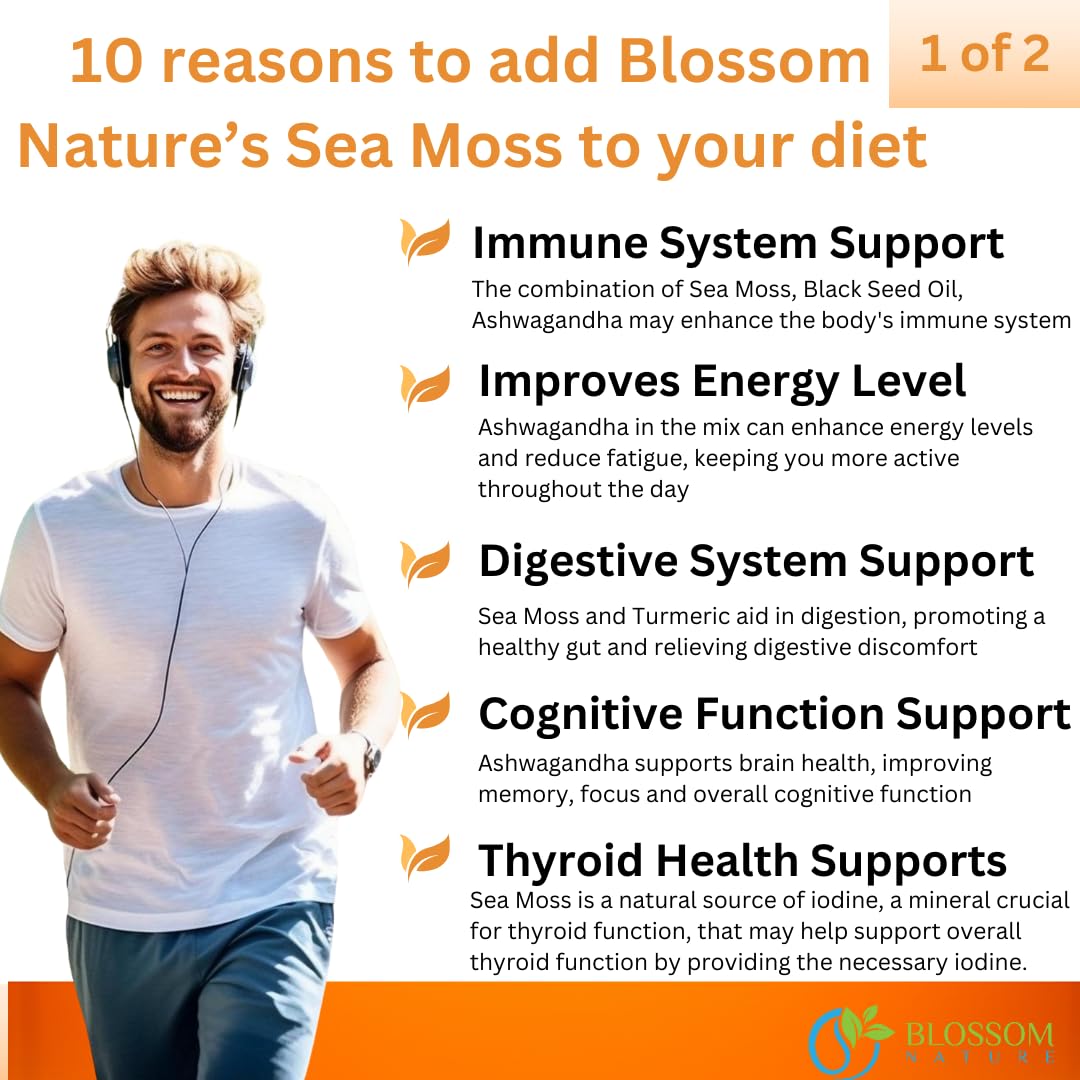 10-in-1 Irish Sea Moss Veggie Caps 3000mg Black Seed Oil Ashwagandha Bladderwrack Burdock Turmeric Apple Cider Vinegar Manuka Honey Dandelion Black Pepper - Made in US(Veggie Caps, Unflavored) - TrustMedUSA
