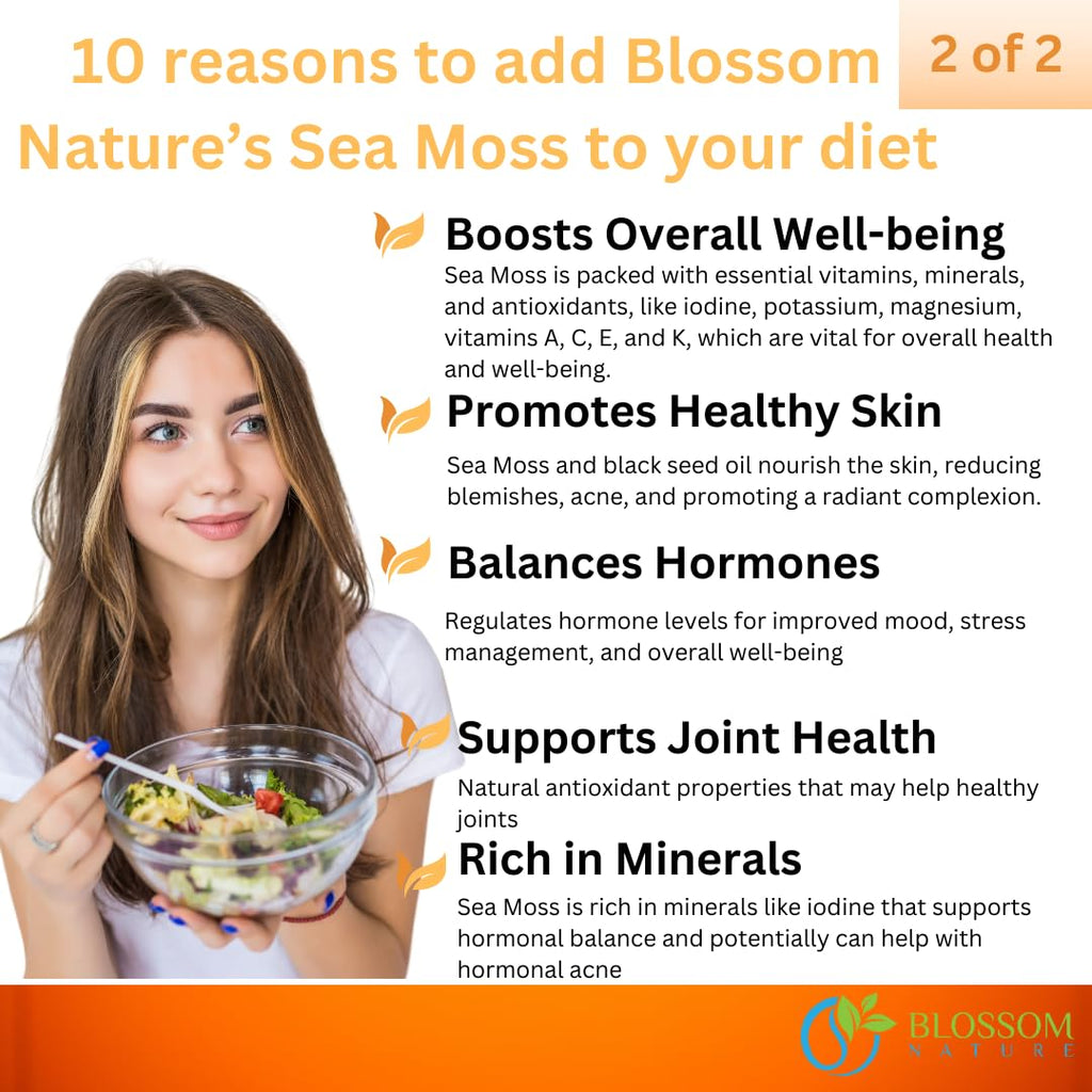 10-in-1 Irish Sea Moss Veggie Caps 3000mg Black Seed Oil Ashwagandha Bladderwrack Burdock Turmeric Apple Cider Vinegar Manuka Honey Dandelion Black Pepper - Made in US(Veggie Caps, Unflavored) - TrustMedUSA