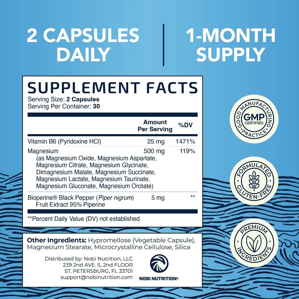 10 in 1 Magnesium Complex Supplement 500MG | Magnesium Citrate, Mag Glycinate, Malate & More | High Absorption Mag Complex with Vitamin B6 | Bone, Muscle & Heart Health Support | Non-GMO | 60 Ct. - TrustMedUSA