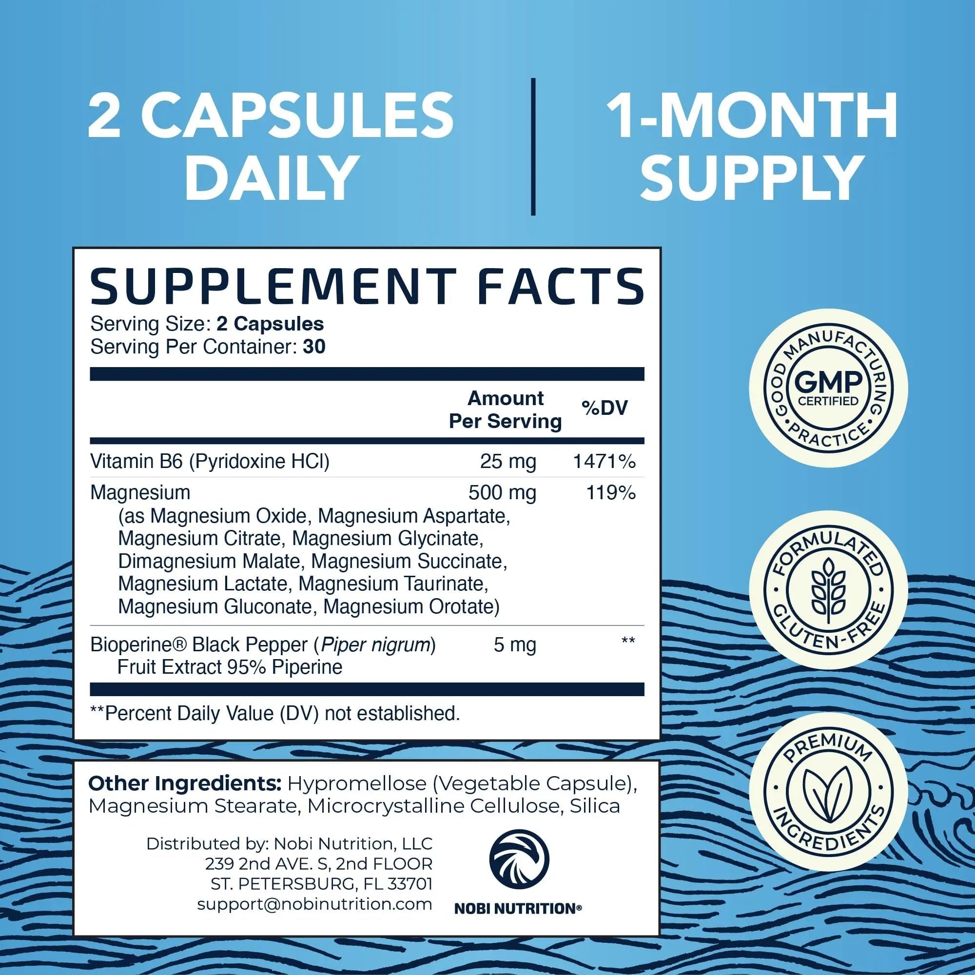 10 in 1 Magnesium Complex Supplement 500MG | Magnesium Citrate, Mag Glycinate, Malate & More | High Absorption Mag Complex with Vitamin B6 | Bone, Muscle & Heart Health Support | Non-GMO | 60 Ct. - TrustMedUSA