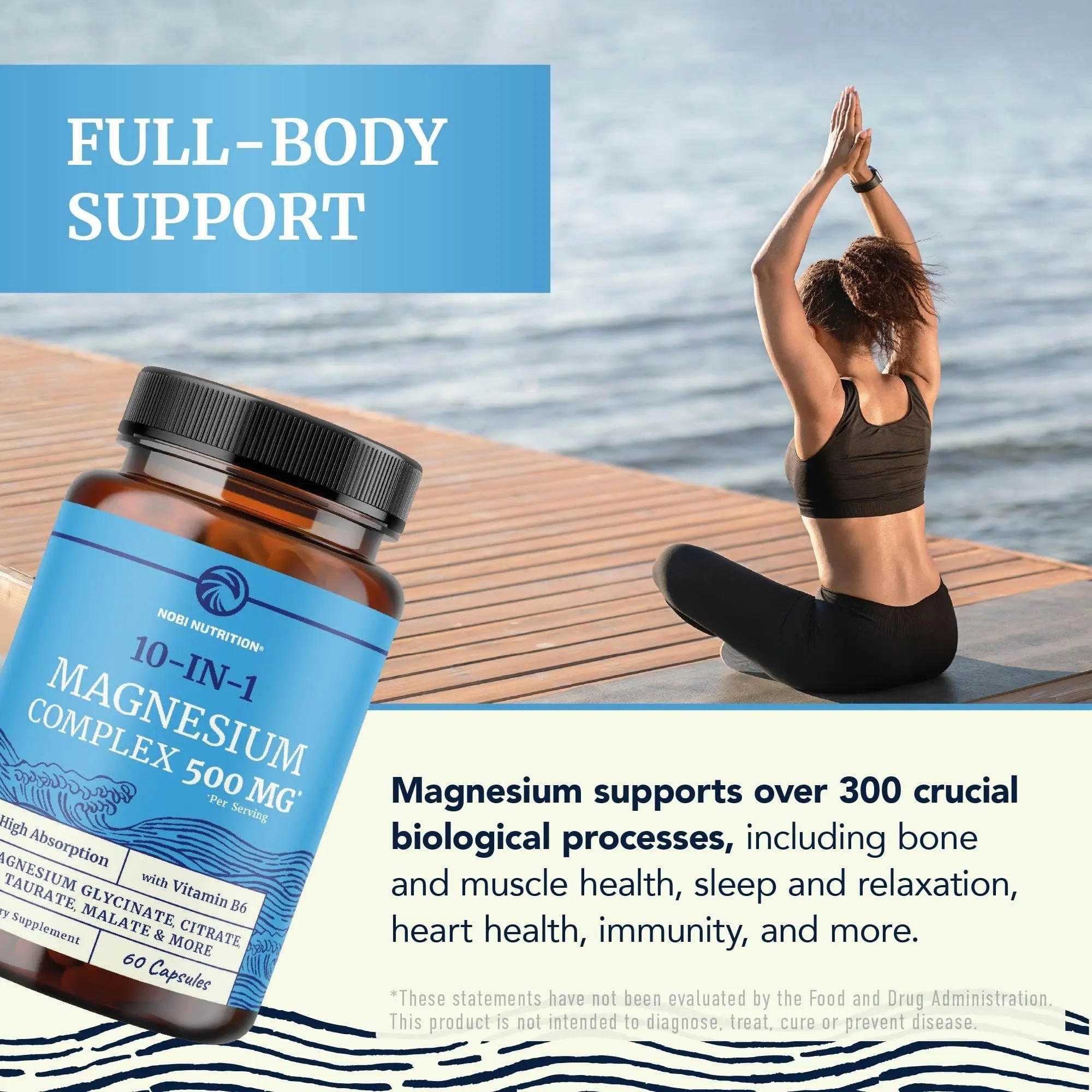 10 in 1 Magnesium Complex Supplement 500MG | Magnesium Citrate, Mag Glycinate, Malate & More | High Absorption Mag Complex with Vitamin B6 | Bone, Muscle & Heart Health Support | Non-GMO | 60 Ct. - TrustMedUSA