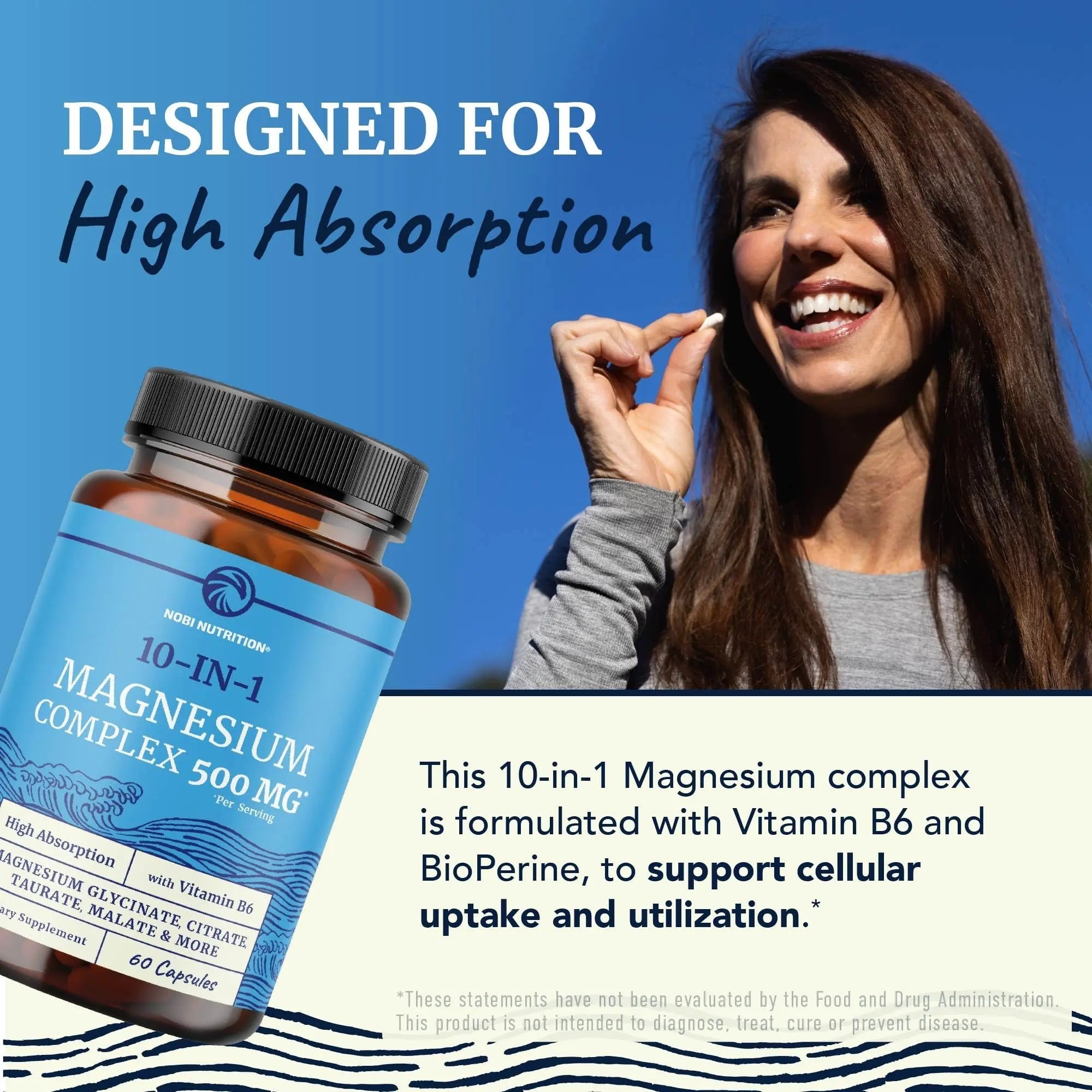 10 in 1 Magnesium Complex Supplement 500MG | Magnesium Citrate, Mag Glycinate, Malate & More | High Absorption Mag Complex with Vitamin B6 | Bone, Muscle & Heart Health Support | Non-GMO | 60 Ct. - TrustMedUSA