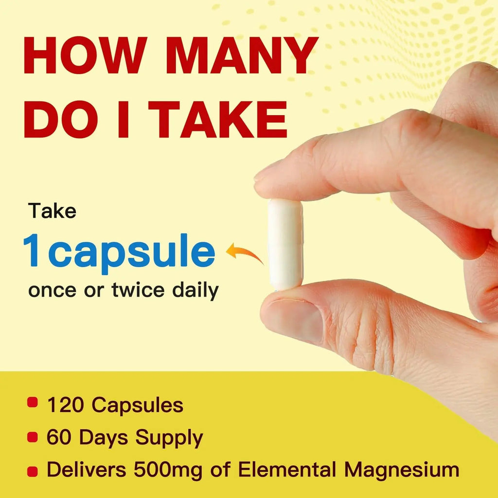 10-in-1 Magnesium Complex Supplement, Magnesium Glycinate 500mg with Citrate & Malate, Chelated High Absorption Plus Vitamin D3 & Zinc - for Nerve, Muscle & Bone Support - 120 Capsules - TrustMedUSA