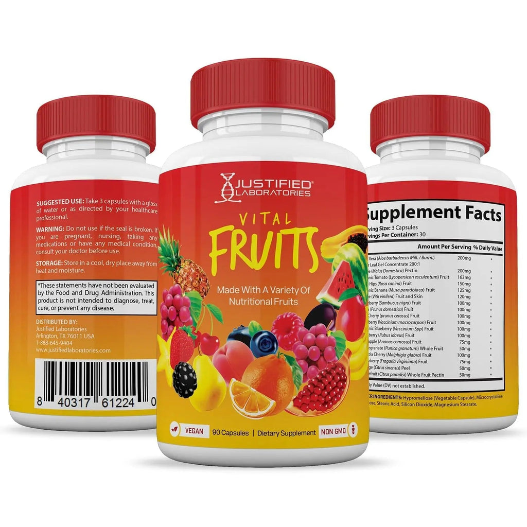 (10 Pack) Vital Fruits and Veggies Supplement Whole Food Red & Green Superfoods Non GMO Vegan Friendly 900 Veggie Capsules 10 Bottles - TrustMedUSA