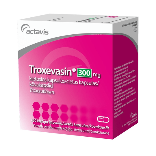 100 Caps - Troxevasin 300 mg hard caps N100. Bioflavonoids for chronic venous insufficiency ACTAVIS - TrustMedUSA