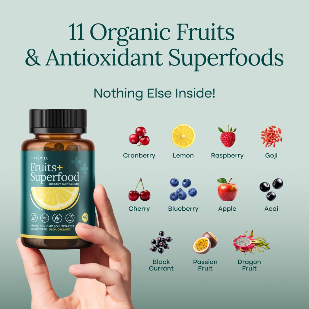 100% Organic Fruits and Veggies Supplement (USDA Organic - Made in USA) 180 Potent Fruits and Vegetable Capsules for Energy Boost & Daily Fruit and Vegetable Vitamins - Vegan, Non-GMO, Gluten-Free - TrustMedUSA