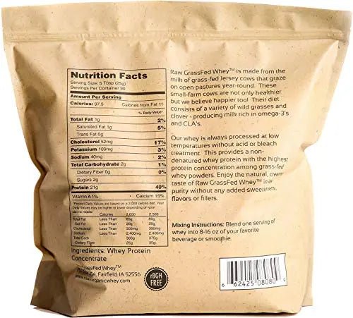 100% Raw Grass Fed Whey - Happy Healthy Cows, COLD PROCESSED Undenatured - TrustMedUSA