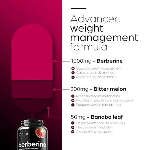 1000mg Berberine Supplement Capsules with Bitter Melon and Banaba Leaf - 30 Servings - TrustMedUSA
