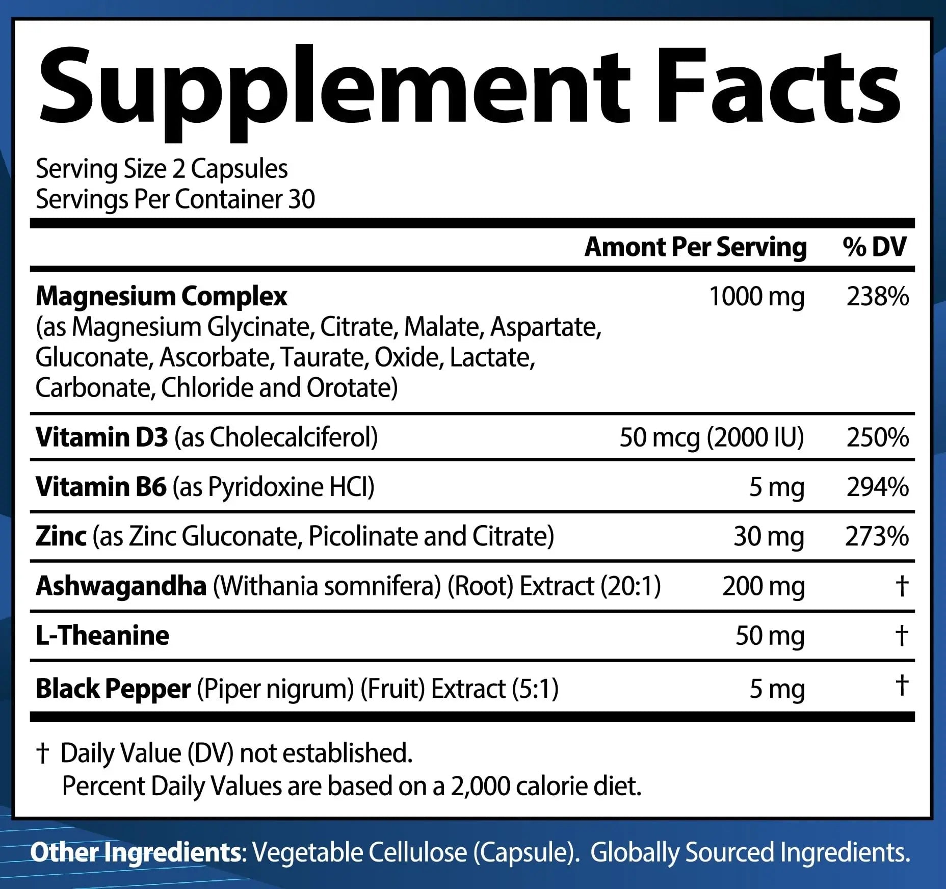 1000mg Magnesium Complex for Women and Men, 12 in 1 Magnesium Supplement with Ashwagandha, Zinc, D3, L-theanine. Easy to Swallow, High Absorption, Sleep Support & Stress Relief (60 Capsules) - TrustMedUSA