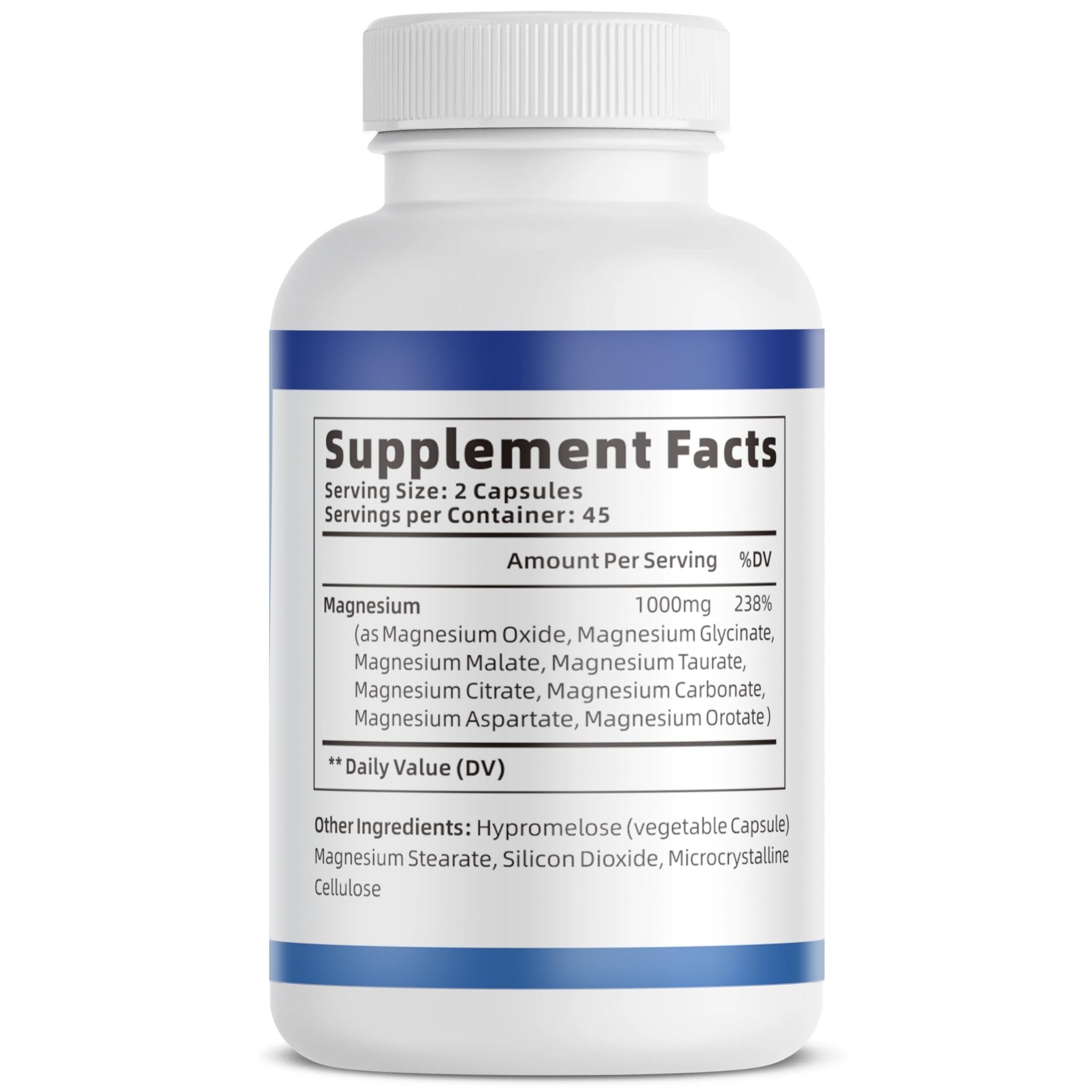 1000mg Magnesium Complex for Women & Men*, 8 Elemental with Magnesium Glycinate, Citrate, Malate, Taurate, Oxide, Carbonate, Aspartate, Orotate for Bones, Muscle - TrustMedUSA