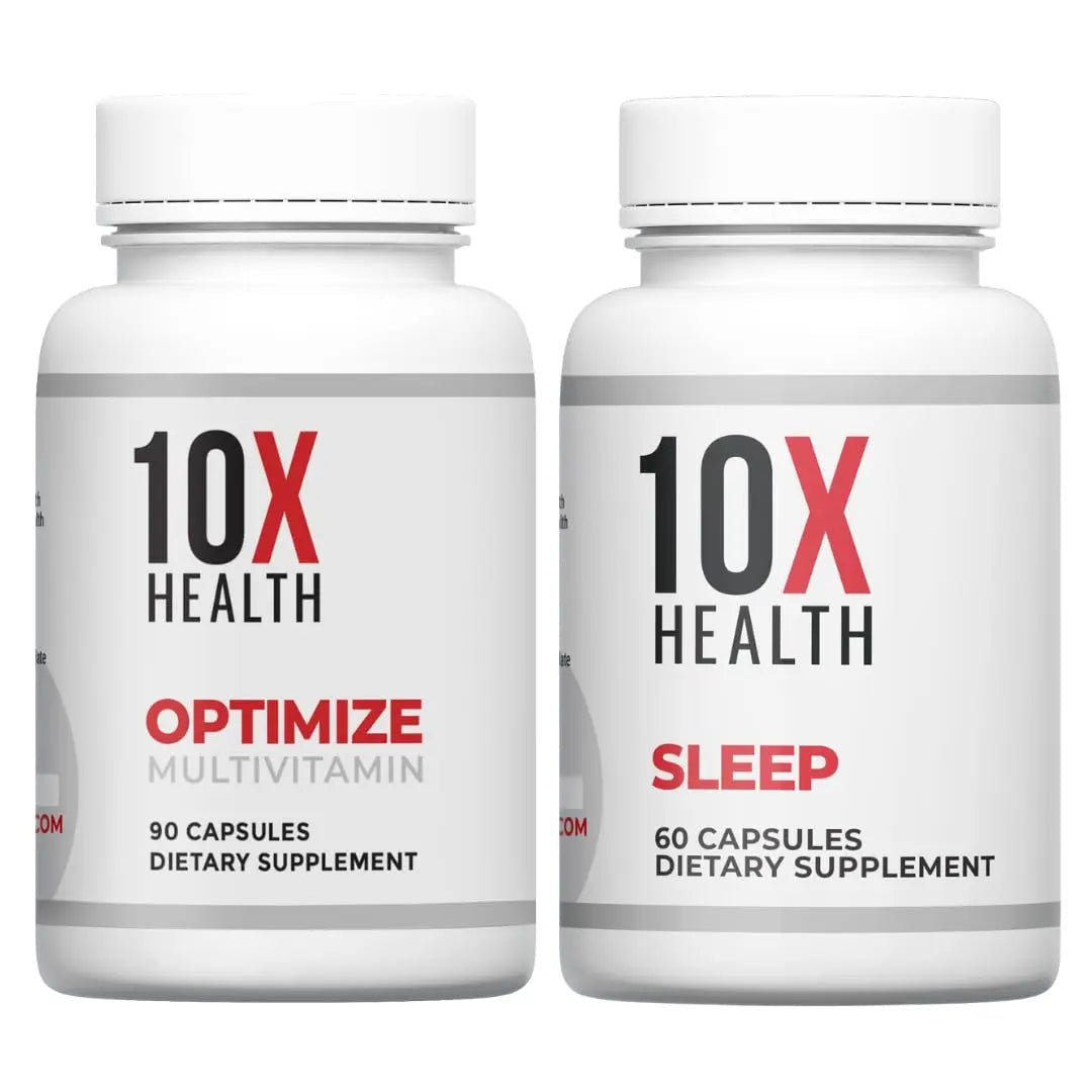 10X Health Optimize (Daily) & Sleep (PM) Bundle - Methylated Multivitamin Capsules + Magnesium, L Theanine & Melatonin - TrustMedUSA