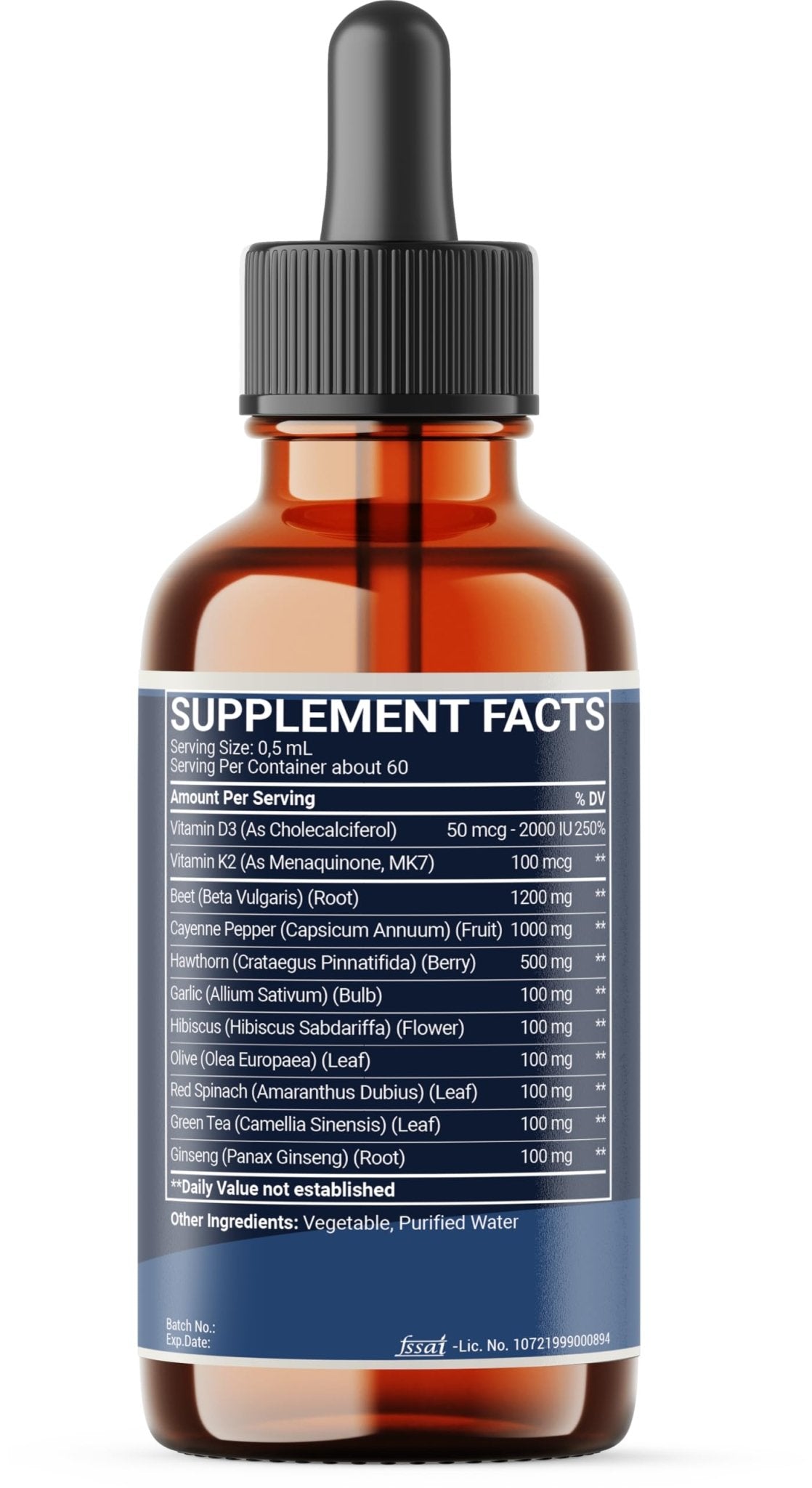 11in1 Beet Root Liquid Drops - Support Overall Wellness - with Vitamin D3, Vitamin K2, Hawthorn Berry, Cayenne Pepper, Garlic, Hibiscus, Olive, Red Spinach, Green Tea - 1 FL Oz - 60 Day Supply - TrustMedUSA