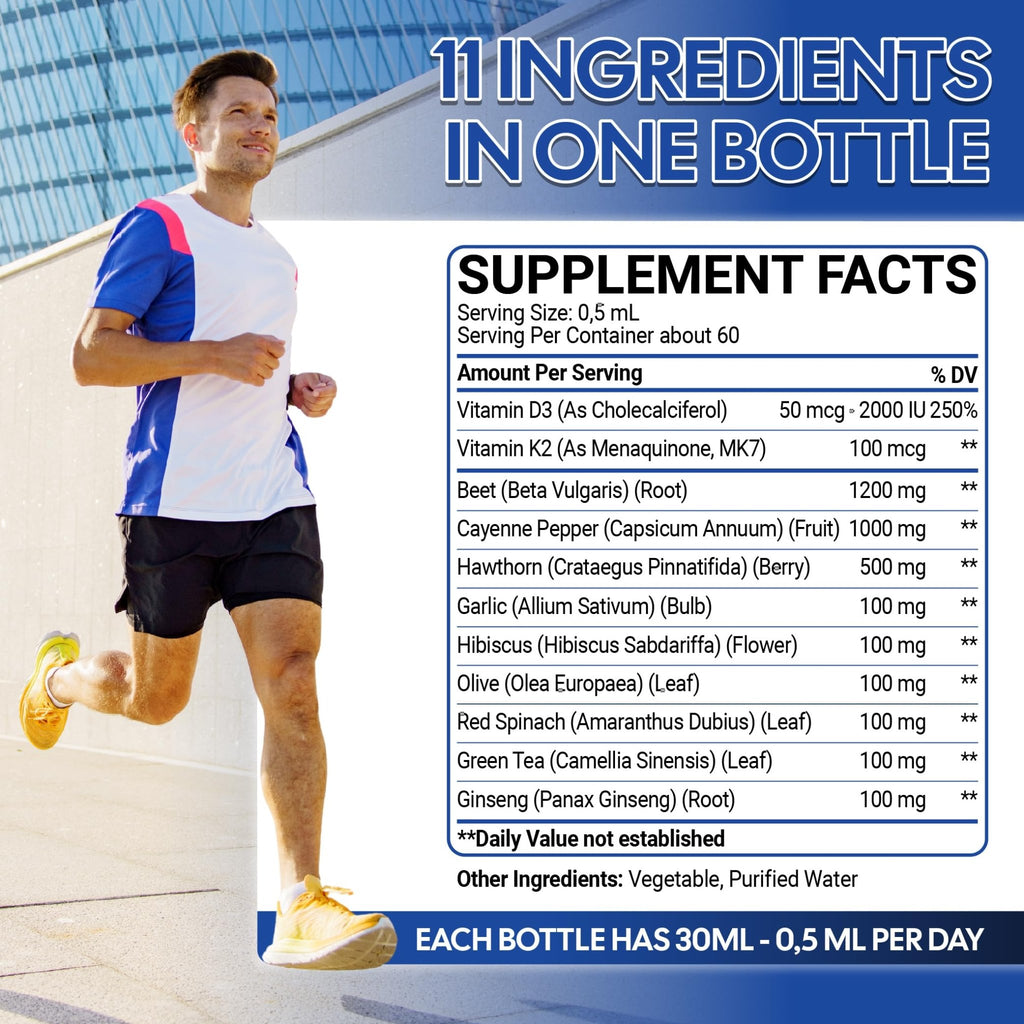 11in1 Beet Root Liquid Drops - Support Overall Wellness - with Vitamin D3, Vitamin K2, Hawthorn Berry, Cayenne Pepper, Garlic, Hibiscus, Olive, Red Spinach, Green Tea - 1 FL Oz - 60 Day Supply - TrustMedUSA