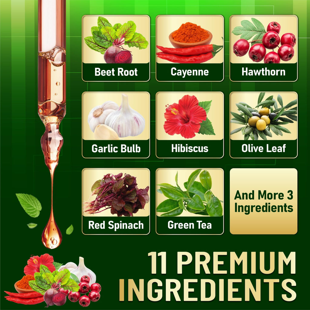 11in1 Beet Root Liquid Supplement - for Support Immune, Energy - with Vitamin D3, Vitamin K2, Hawthorn Berry, Cayenne Pepper, Garlic, Hibiscus, Olive, Red Spinach, Green Tea - 1 FL Oz - 30 Servings - TrustMedUSA