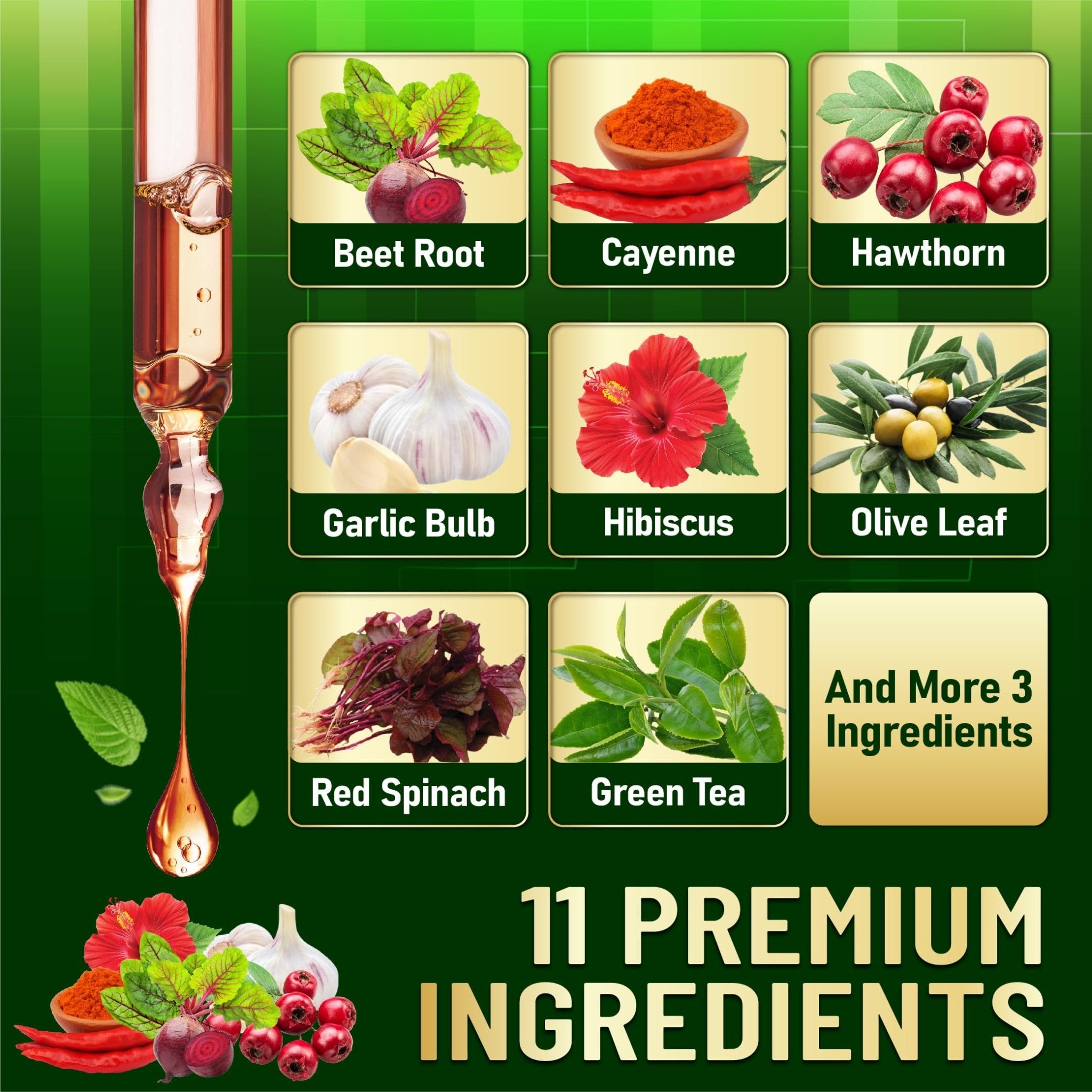 11in1 Beet Root Liquid Supplement - for Support Immune, Energy - with Vitamin D3, Vitamin K2, Hawthorn Berry, Cayenne Pepper, Garlic, Hibiscus, Olive, Red Spinach, Green Tea - 1 FL Oz - 30 Servings - TrustMedUSA