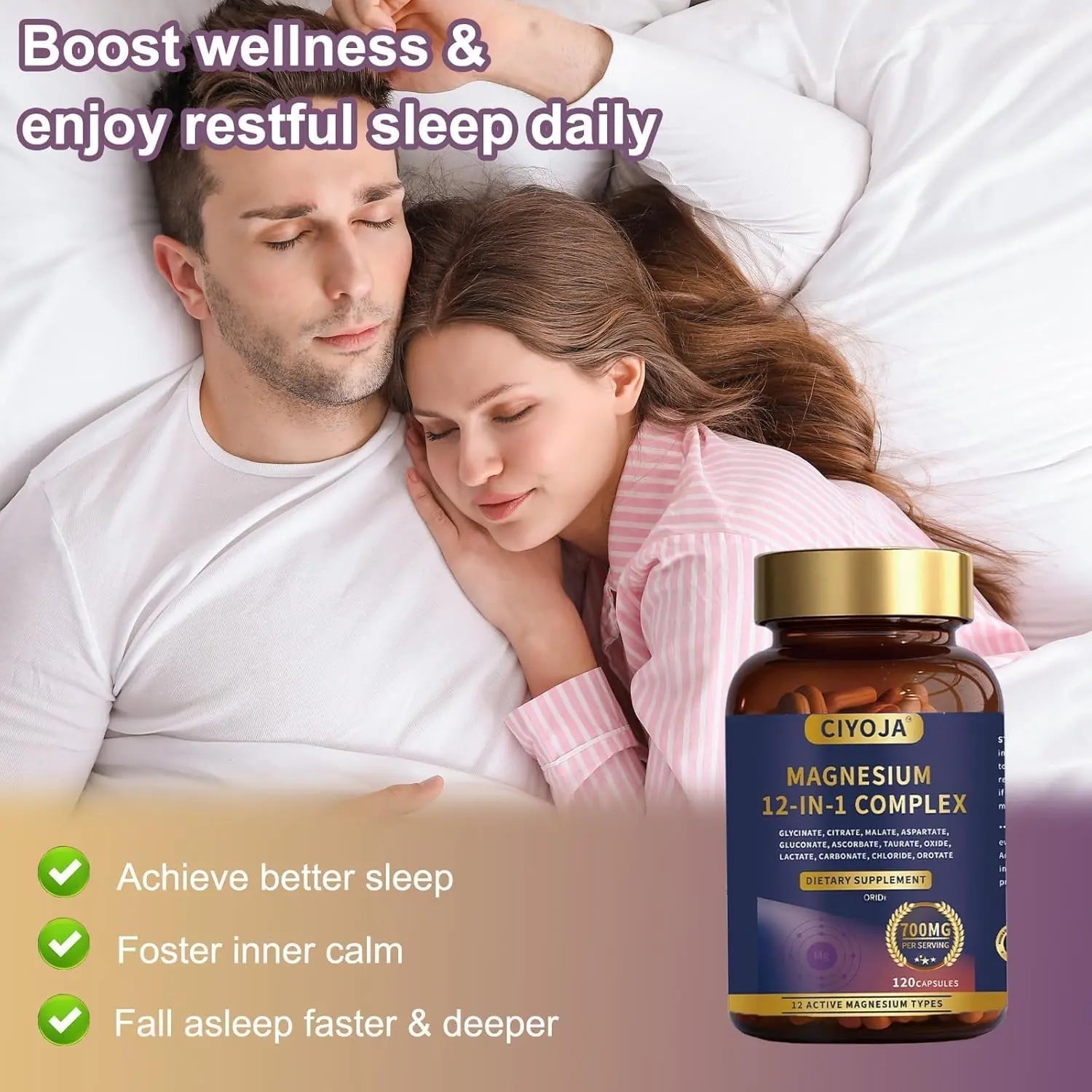 12 in 1 Magnesium Complex 700mg: Magnesium Supplement with Glycinate, Citrate, Malate, Taurate, High Absorption Magnesium for Sleep, Muscle Recovery, Nerve & Heart Support, Vegan, 120 Capsules - TrustMedUSA