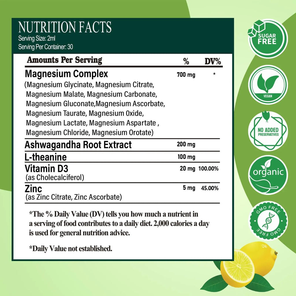 12-in-1 Magnesium Complex Liquid Drops, Chelated Magnesium Citrate Glycinate Taurate Malate Aspartate w. Ashwagandha Theanine D3 & Zinc for Relaxation Sleep Immune Health & Muscle Function丨Women Men. - TrustMedUSA