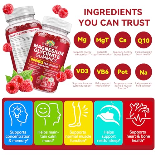 120 Count Magnesium Glycinate Gummies with L-Threonate（600mg Per Serving）,High Absorption Sugar Free Magnesium Potassium Supplement for Relaxation, Stress Relief, and Sleep Support for Adults & Kids - TrustMedUSA