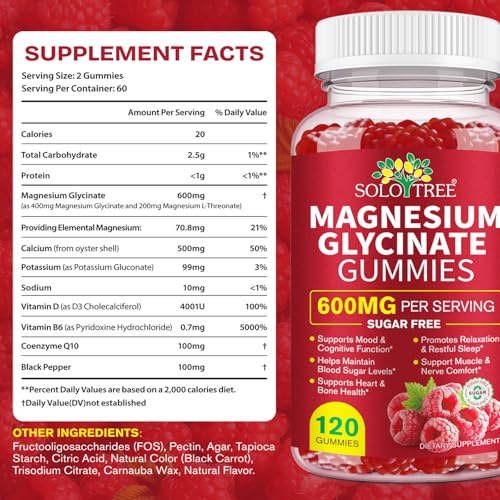 120 Count Magnesium Glycinate Gummies with L-Threonate（600mg Per Serving）,High Absorption Sugar Free Magnesium Potassium Supplement for Relaxation, Stress Relief, and Sleep Support for Adults & Kids - TrustMedUSA
