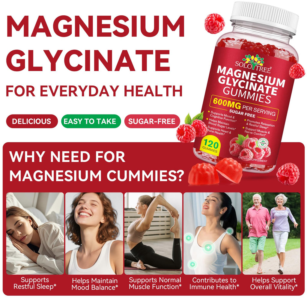 120 Count Magnesium Glycinate Gummies with L-Threonate（600mg Per Serving）,High Absorption Sugar Free Magnesium Potassium Supplement for Relaxation, Stress Relief, and Sleep Support for Adults & Kids - TrustMedUSA