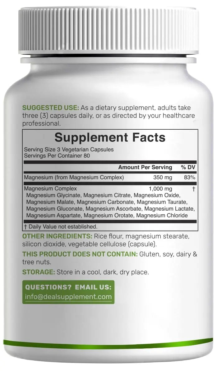 12‑in‑1 Magnesium Complex for Women 1,000 mg, 240 Vegetarian Capsules | Magnesium Glycinate, Citrate, Malate, Taurate, Orotate, Oxide & More | Chelated & Purified for Better Absorption - TrustMedUSA