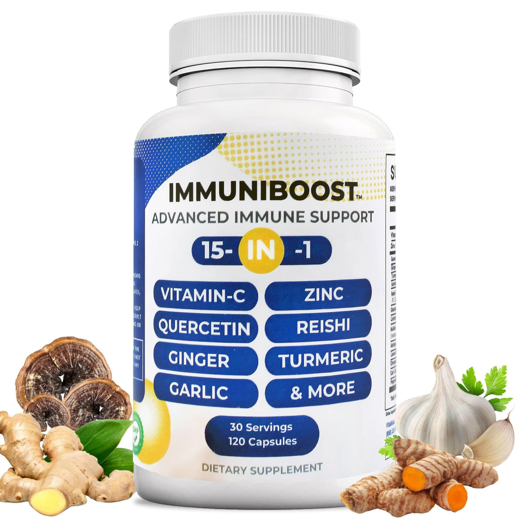 15 in 1 Immune Support Supplement 120 Capsules with Powerful Blend of Turmeric, Ginger, Vitamin C and Zinc Immune Booster for Adults - TrustMedUSA