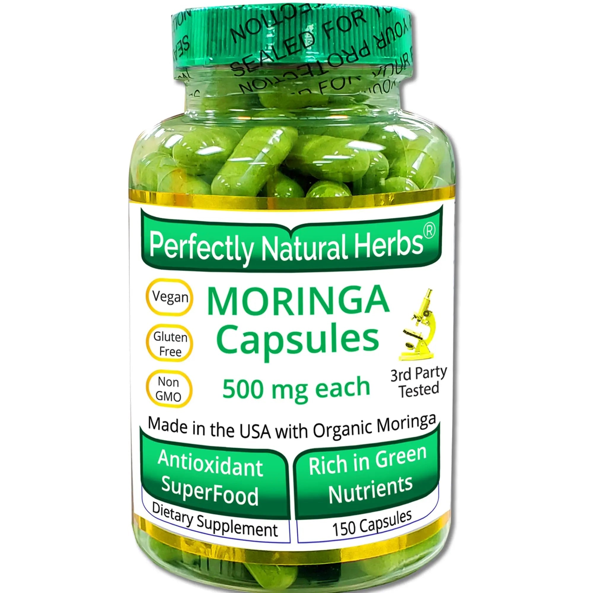 150 Moringa Capsules Made With USDA Certified Organic Moringa Leaf Powder - TrustMedUSA