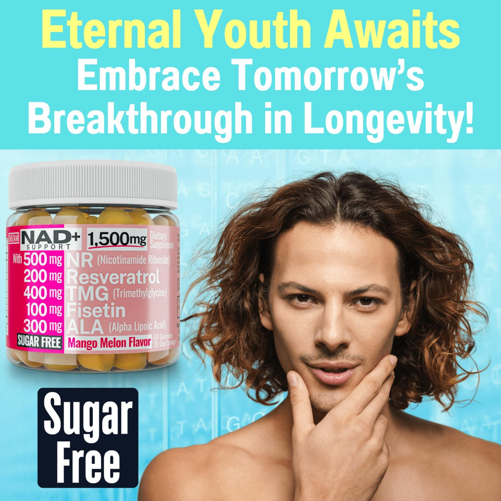 1500mg NAD+ Sugar Free Gummies | NAD + Plus NR TMG ALA Trans-Resveratrol Fisetin Supplements | Nicotinamide Riboside Trimethylglycine Alpha Lipoic Acid Betaine Pills Capsules Tincture Supplement Alt - TrustMedUSA