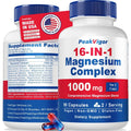 16 in 1 Magnesium Complex, 1000mg Magnesium Complex Supplement for Women with Magnesium Glycinate, Citrate, Orotate, L-Threonate, Malate, Third-Party Tested, Easy-Swallow Vegan Capsules - TrustMedUSA