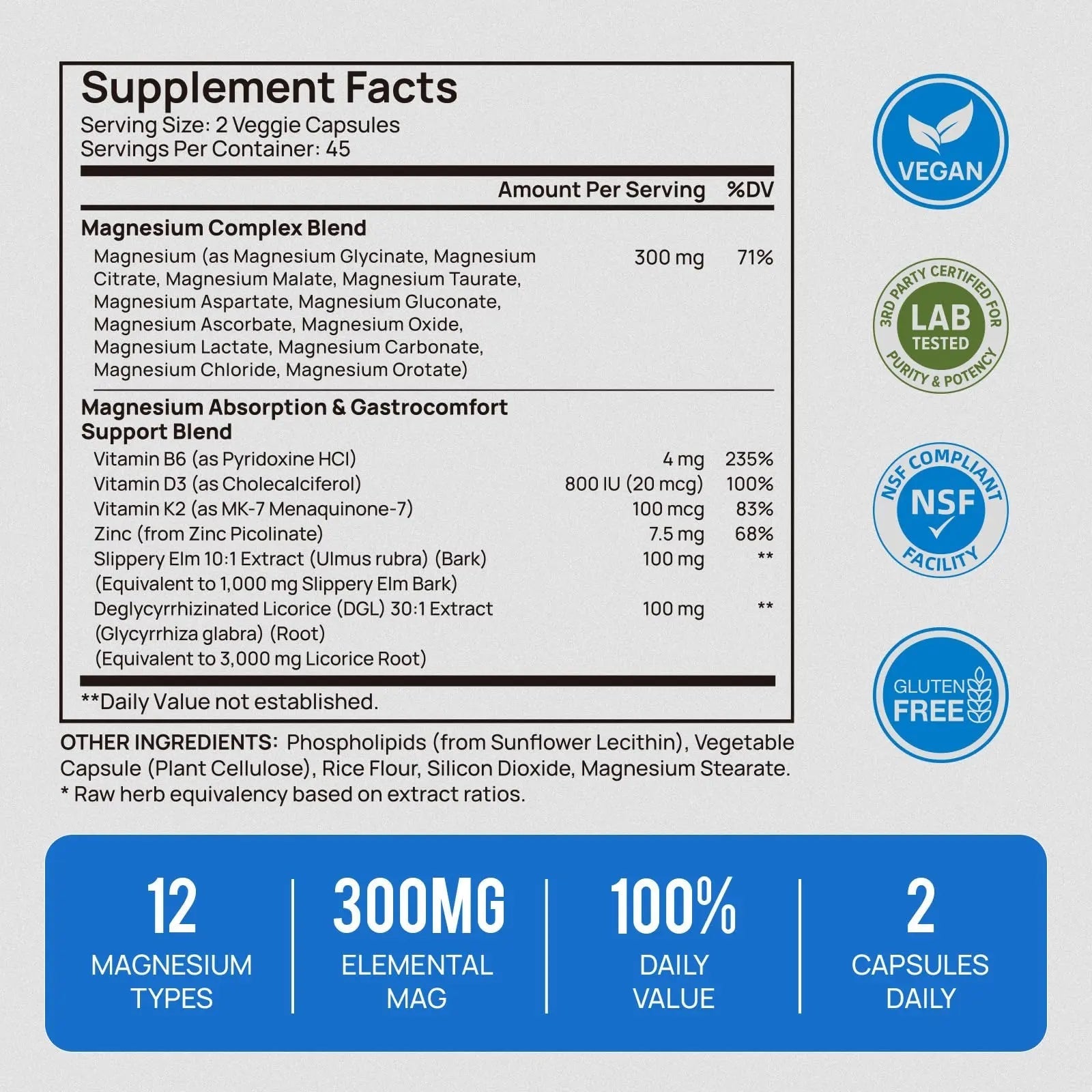 18 in 1 Magnesium Complex for Women and Men | Liposomal Magnesium Supplement with Glycinate, Citrate, Malate, Taurate, D3 & K2 | High Absorption for Muscle, Sleep, Bone, Nerve Support | 90 Capsules - TrustMedUSA