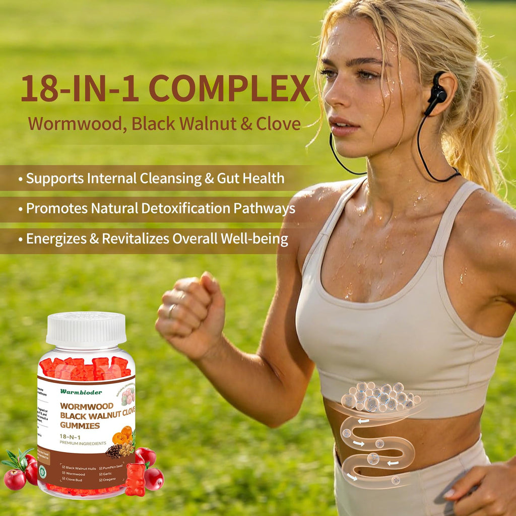 18-in-1 Wormwood Black Walnut Clove Gummies for Adults,Liver Support,with Pumpkin Seed Oil,Rapid Gut Cleanse & Digestive Health with Clove,Garlic,Turmeric,Oregano,Cranberry Extract - TrustMedUSA