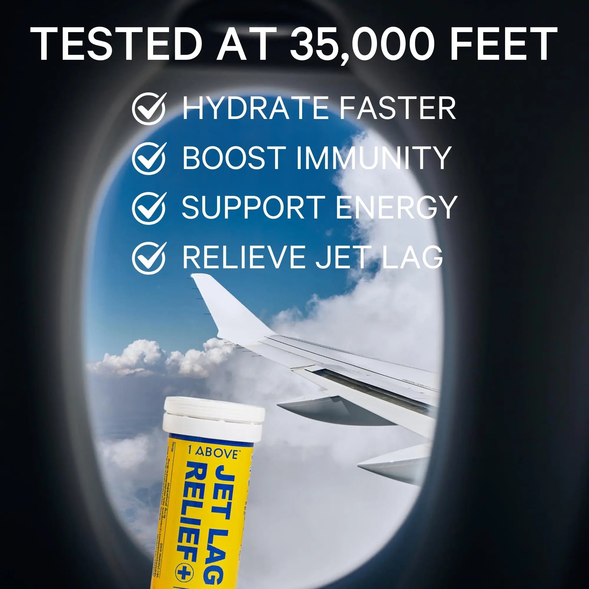 1Above Jet Lag Relief Tablets - Citrus-Flavored Effervescent Multivitamin with Pycnogenol Travel Supplement for Hydration, Energy - TrustMedUSA