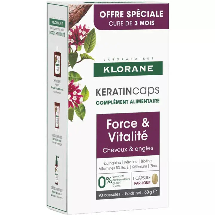 Klorane Keratin Caps Force & Vitalité 90 capsules Klorane Au supplements