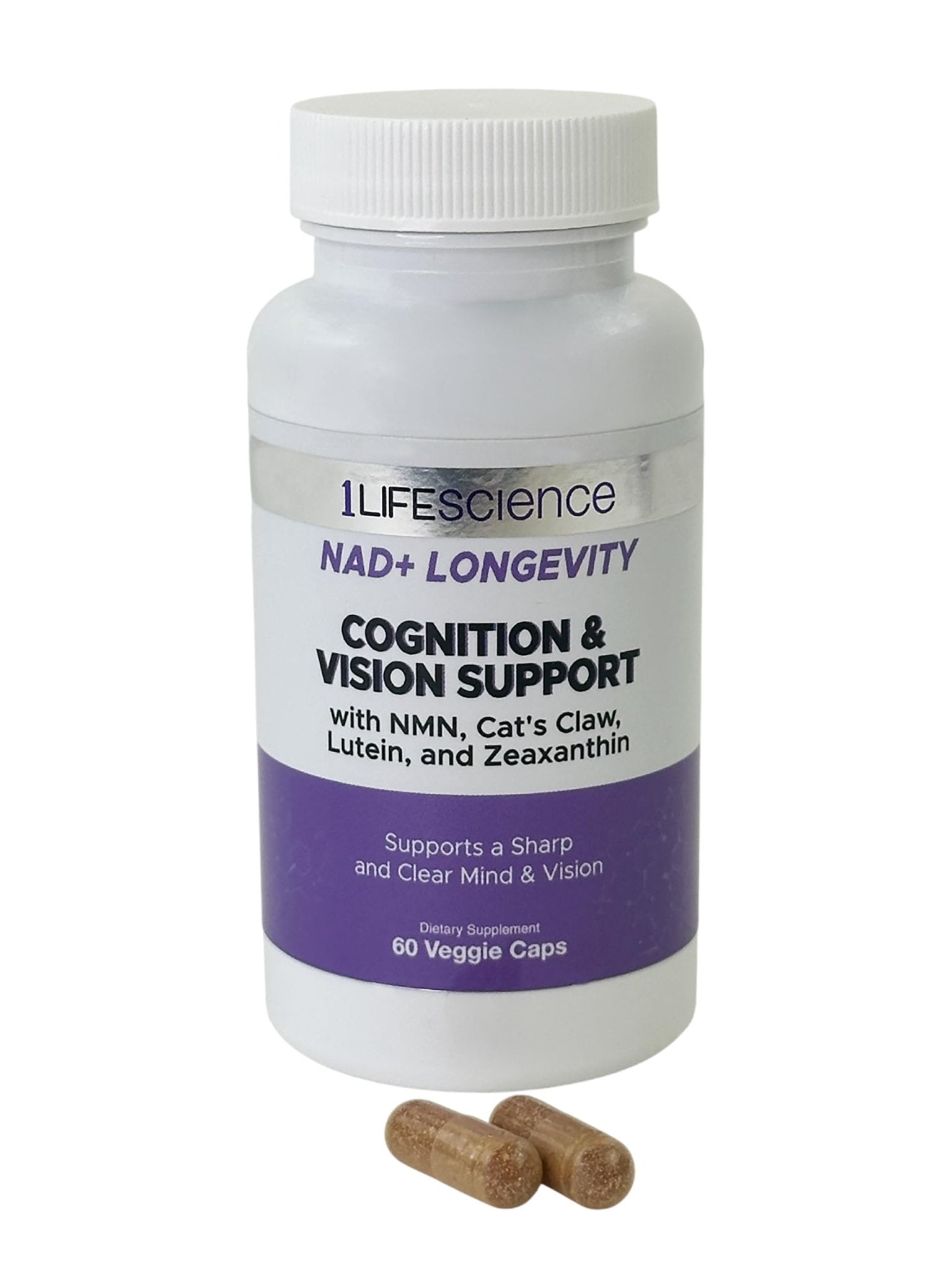1LifeScience Cognition & Vision Support Supplement – NMN, Lion’s Mane, Cat’s Claw, Apigenin, PQQ & Lutein – NAD+ Support Formula – cGMP Made in USA – 60 Caps - TrustMedUSA