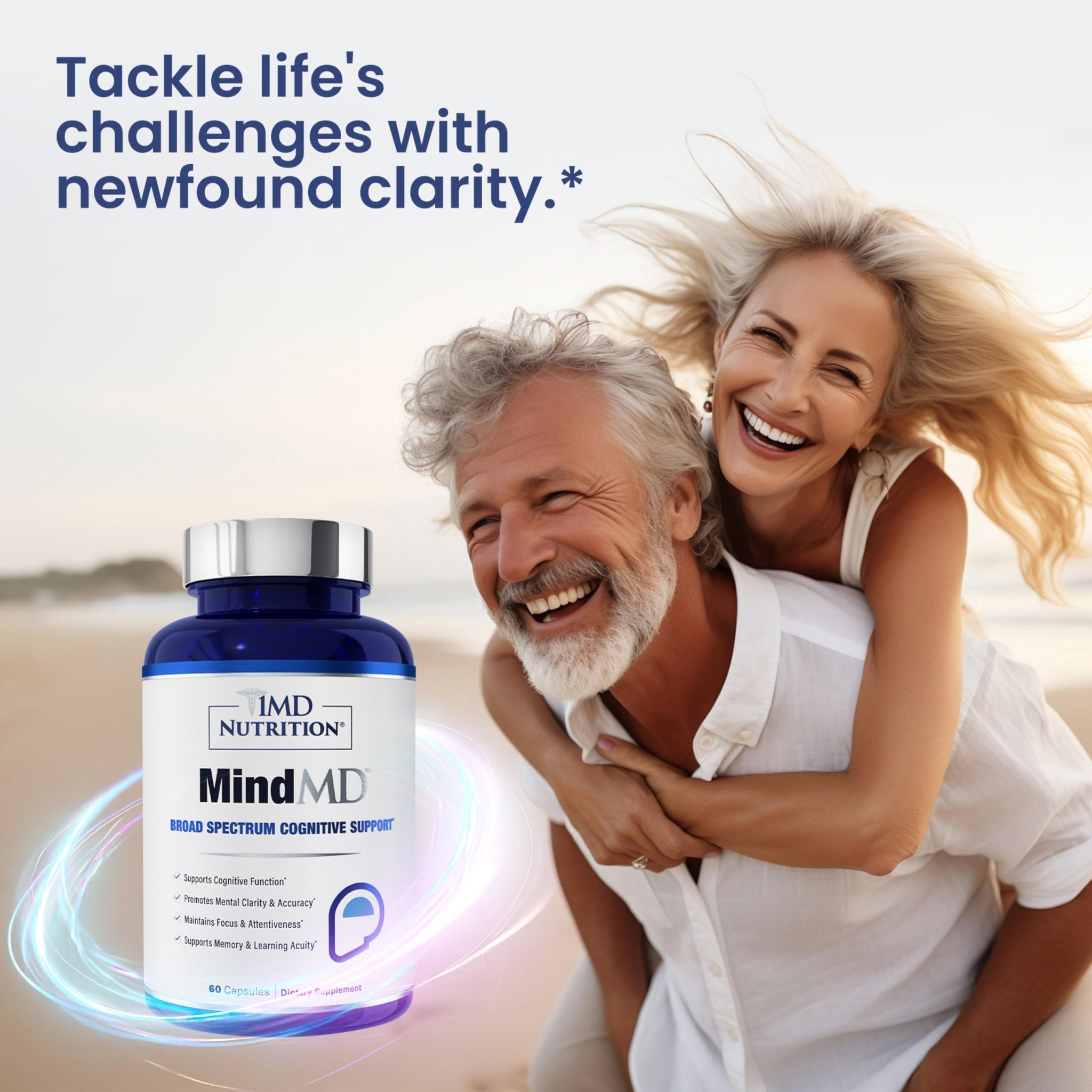 1MD Nutrition MindMD - Brain Supplement for Memory and Focus - Bacopa Monnieri for Nootropic Brain Support - Brain Health Supplement for Adults - with Vitamin B6 & Green Tea Extract - 60 Caps - TrustMedUSA