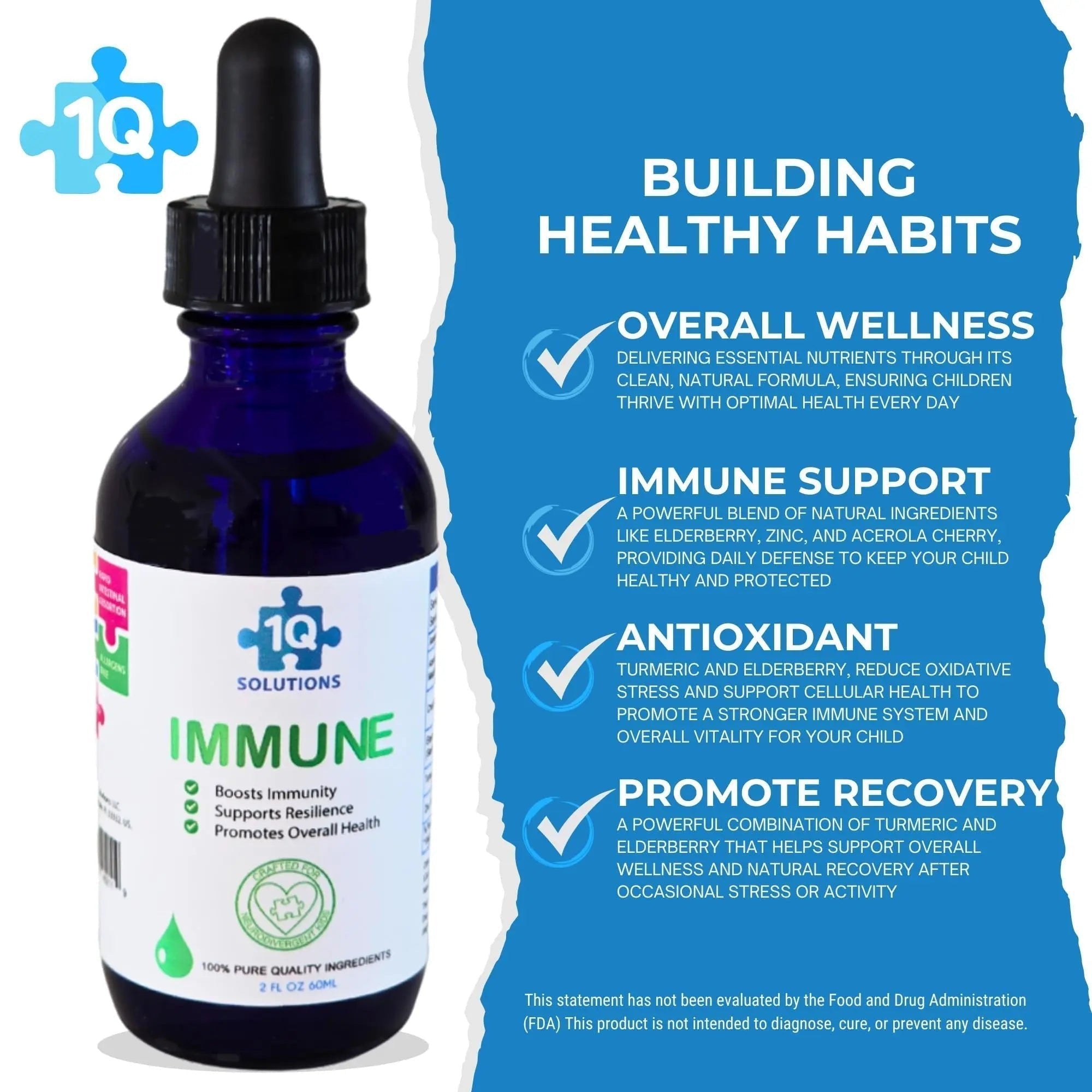 1Q Immune – Liquid Immune Support Supplement for Kids | Elderberry Extract, Turmeric & Acerola Cherry - TrustMedUSA